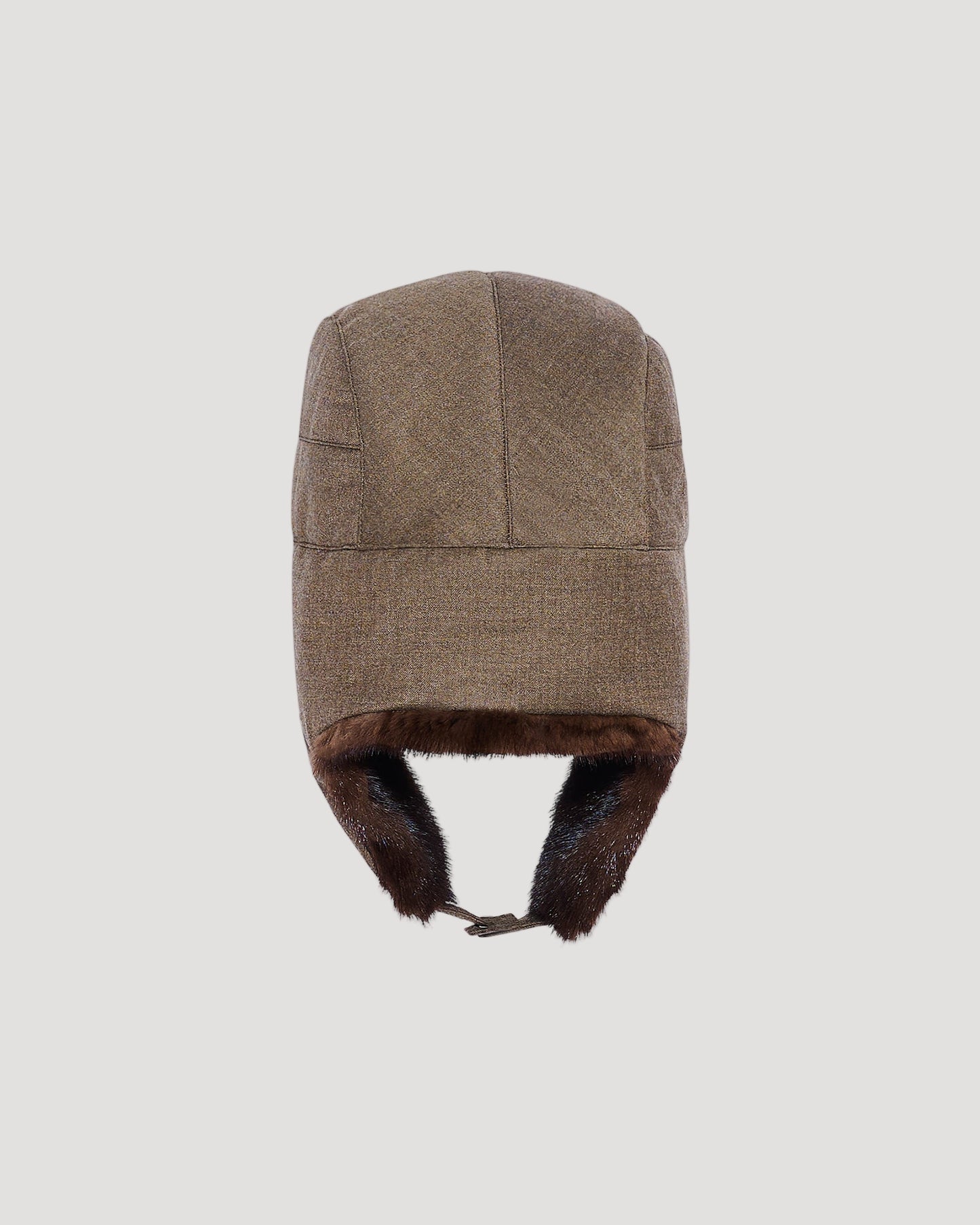 Ushanka-style cap in Loro Piana fabric and mink