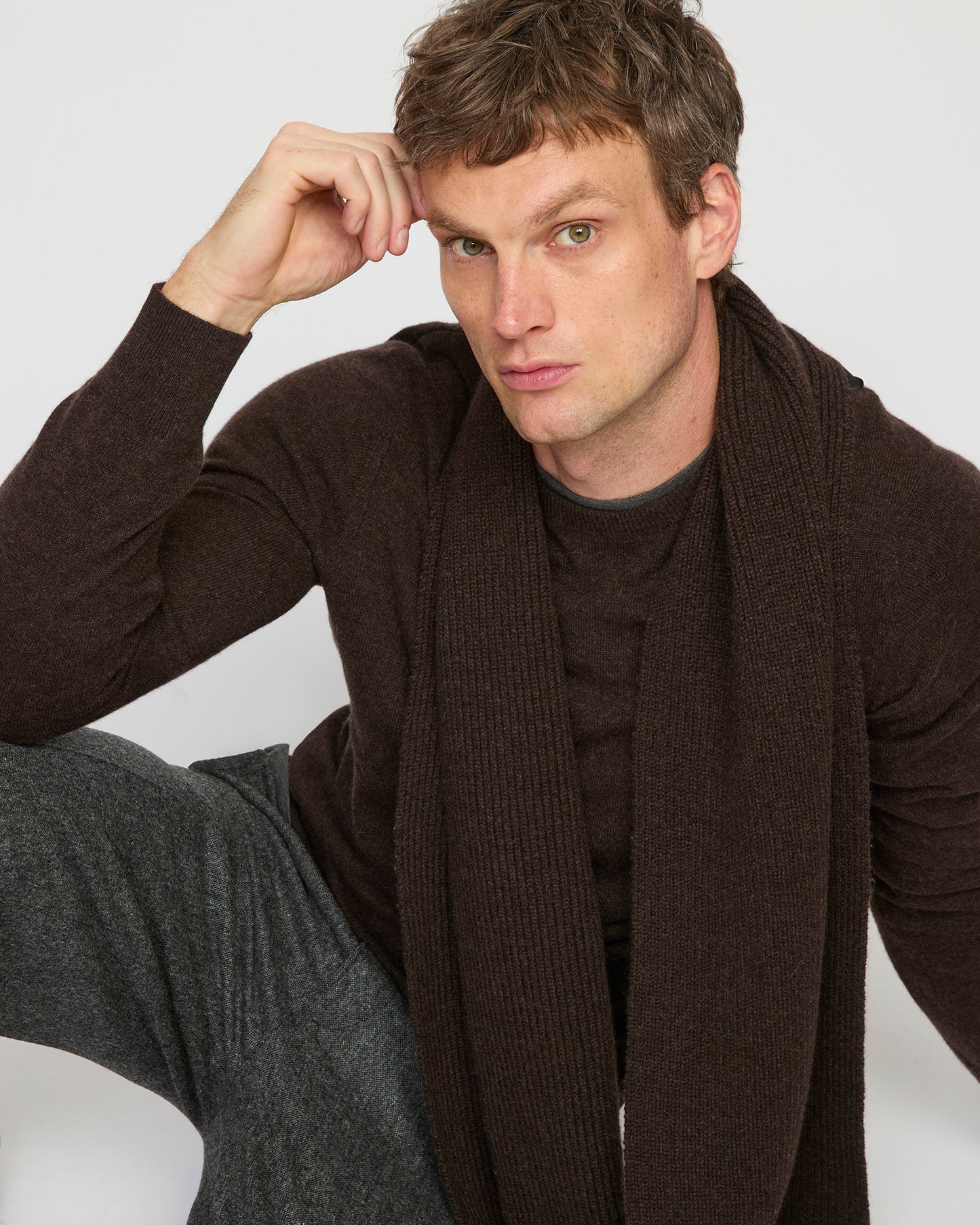 100% cashmere thick knit marl scarf