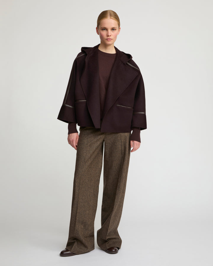 Double-sided cashmere-blend hooded jacket