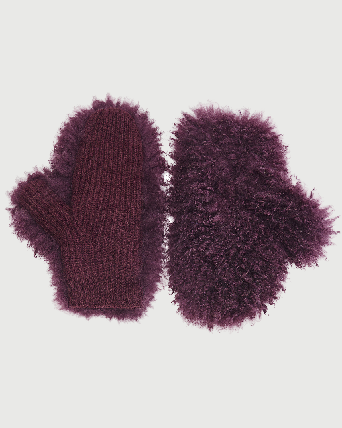 Cashmere and wool knit mittens with cashmere lambskin - Yves Salomon - New Fall Winter Collection