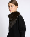 Mink fur bandana with lamb leather fringes