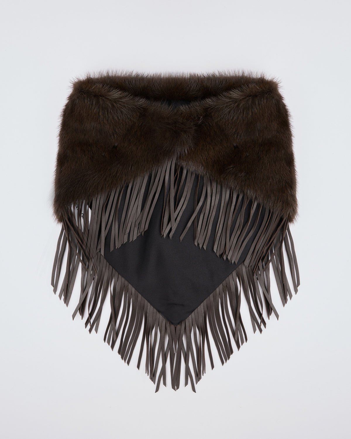 Mink fur bandana with lamb leather fringes - Yves Salomon - New Fall/Winter Collection
