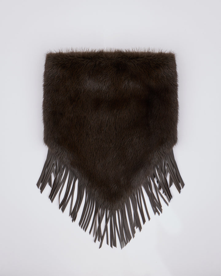Mink fur bandana with lamb leather fringes - Yves Salomon - New Fall/Winter Collection