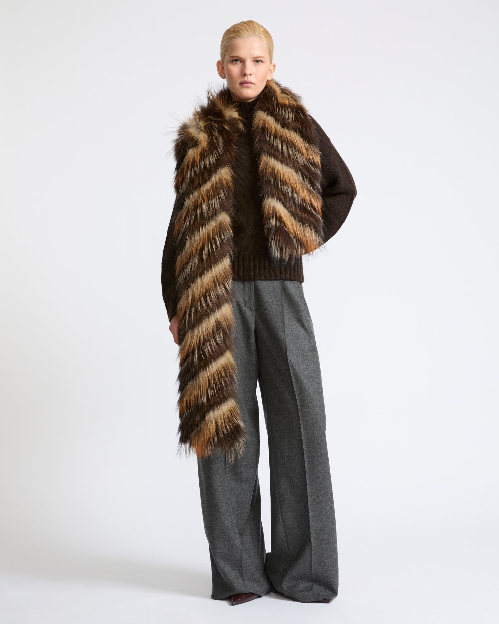 Striped fox fur scarf - Yves Salomon - New Fall Winter Collection