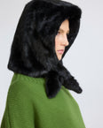 Mink fur hood