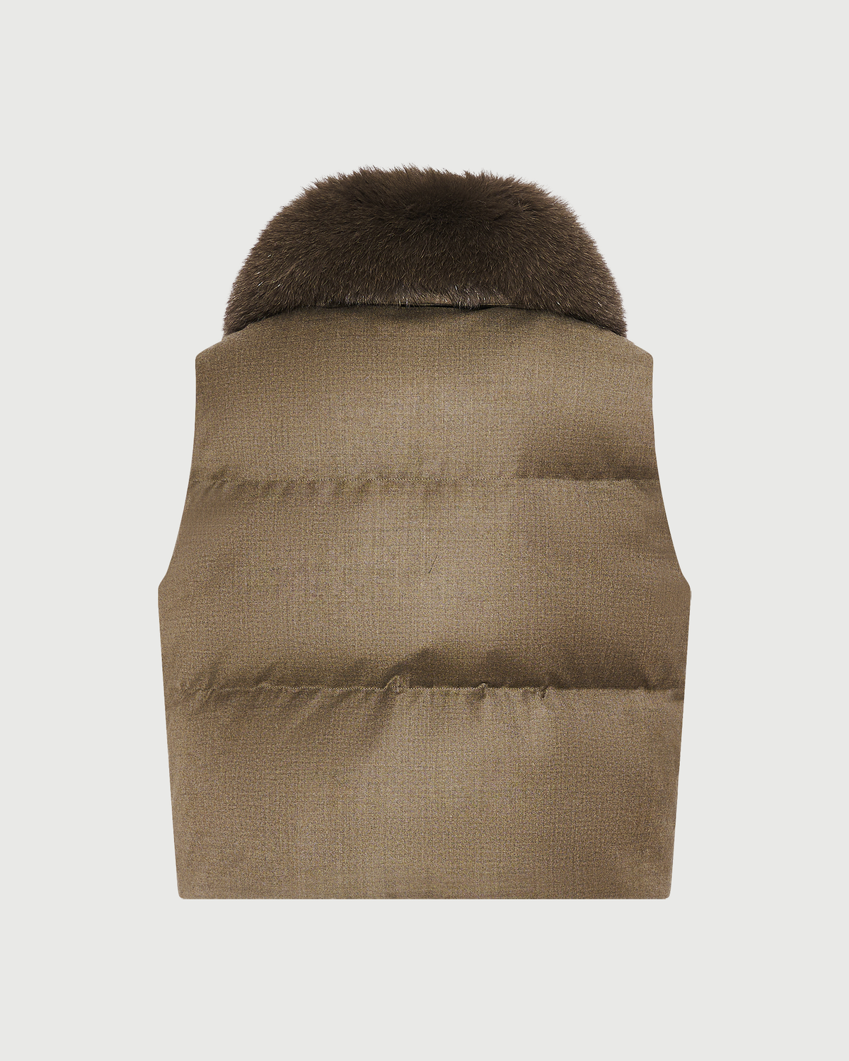 Flannel sleeveless gilet with detachable fox fur collar - Yves Salomon - New Fall Winter Collection