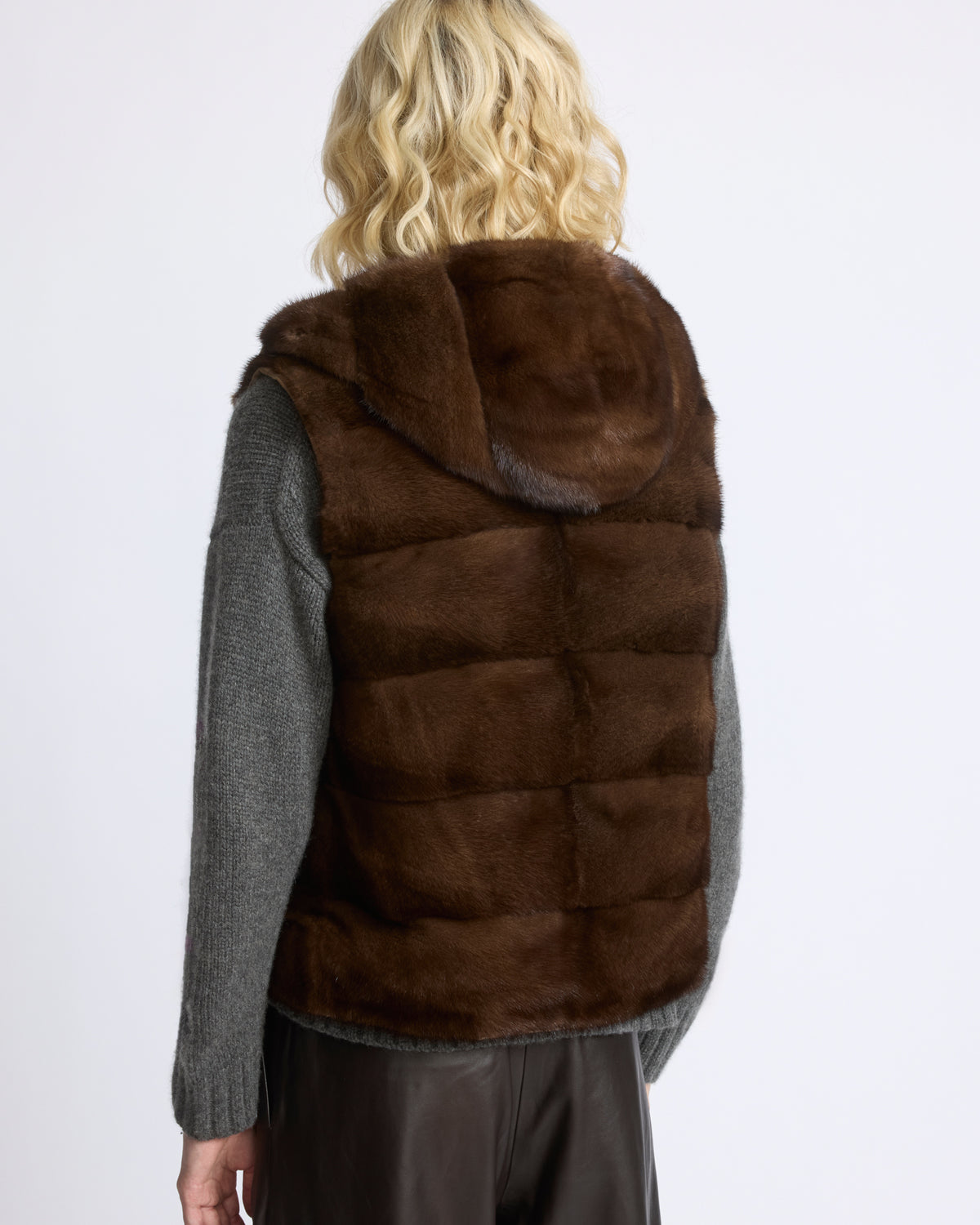 Reversible flannel and mink fur sleeveless gilet - Yves Salomon - New Fall/Winter Collection