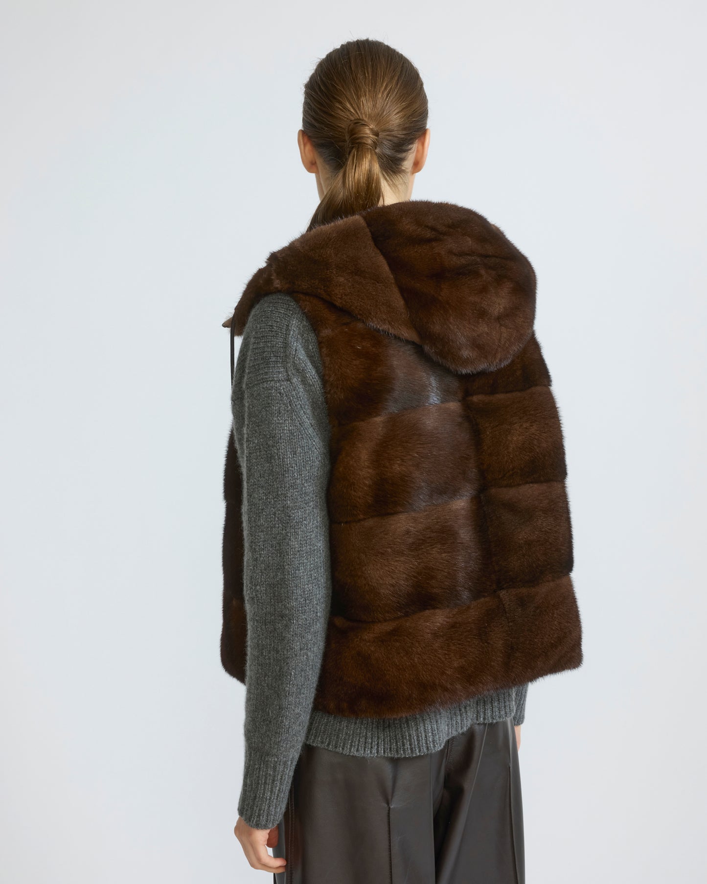 Reversible flannel and mink fur sleeveless gilet - Yves Salomon - New Fall/Winter Collection