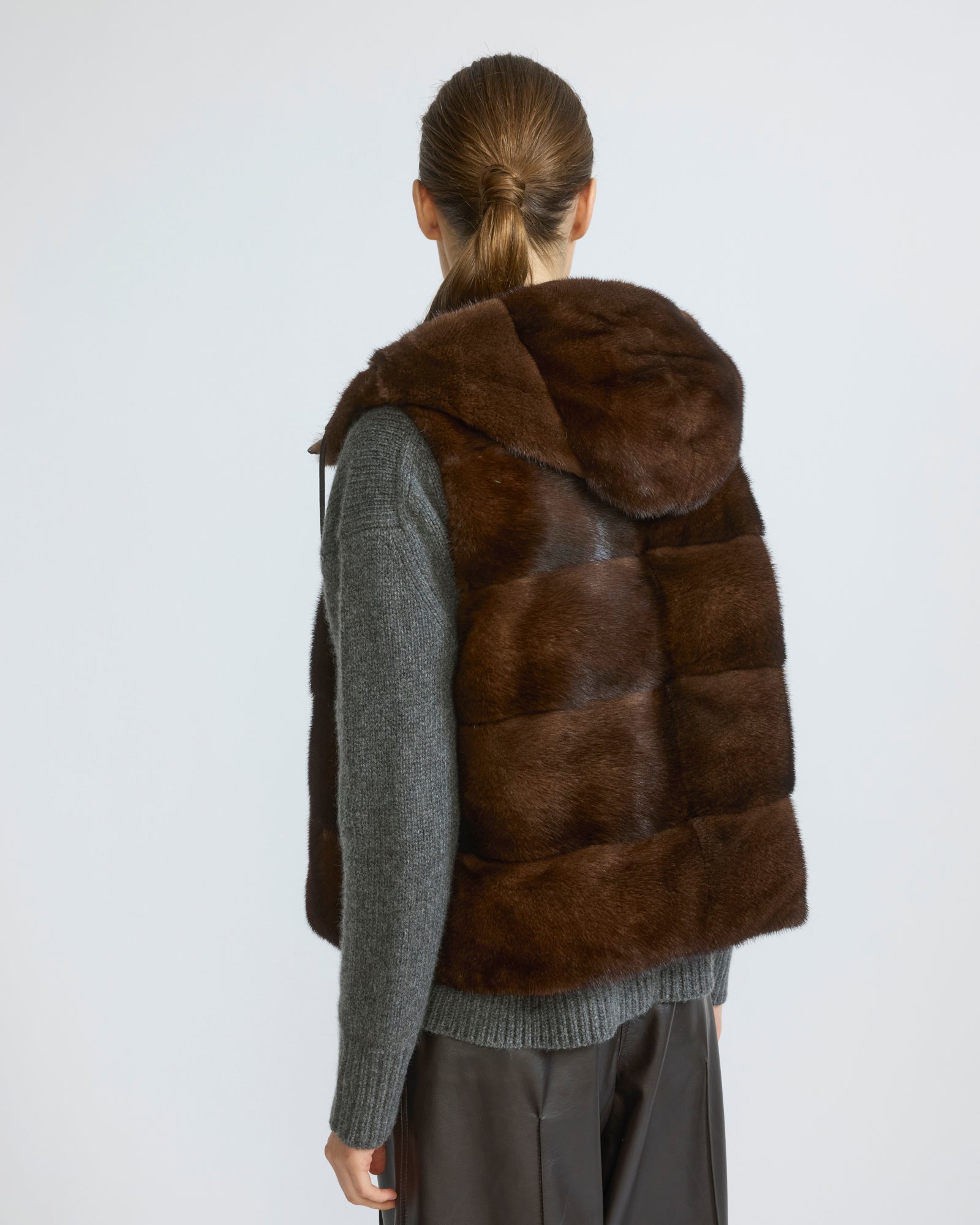 Reversible flannel and mink fur sleeveless gilet - Yves Salomon - New Fall/Winter Collection