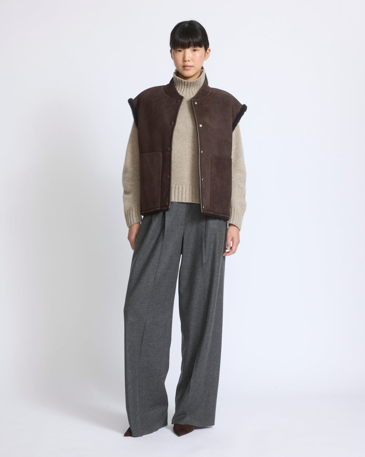 Curly Merino lambskin sleeveless gilet - Yves Salomon - New Fall/Winter Collection