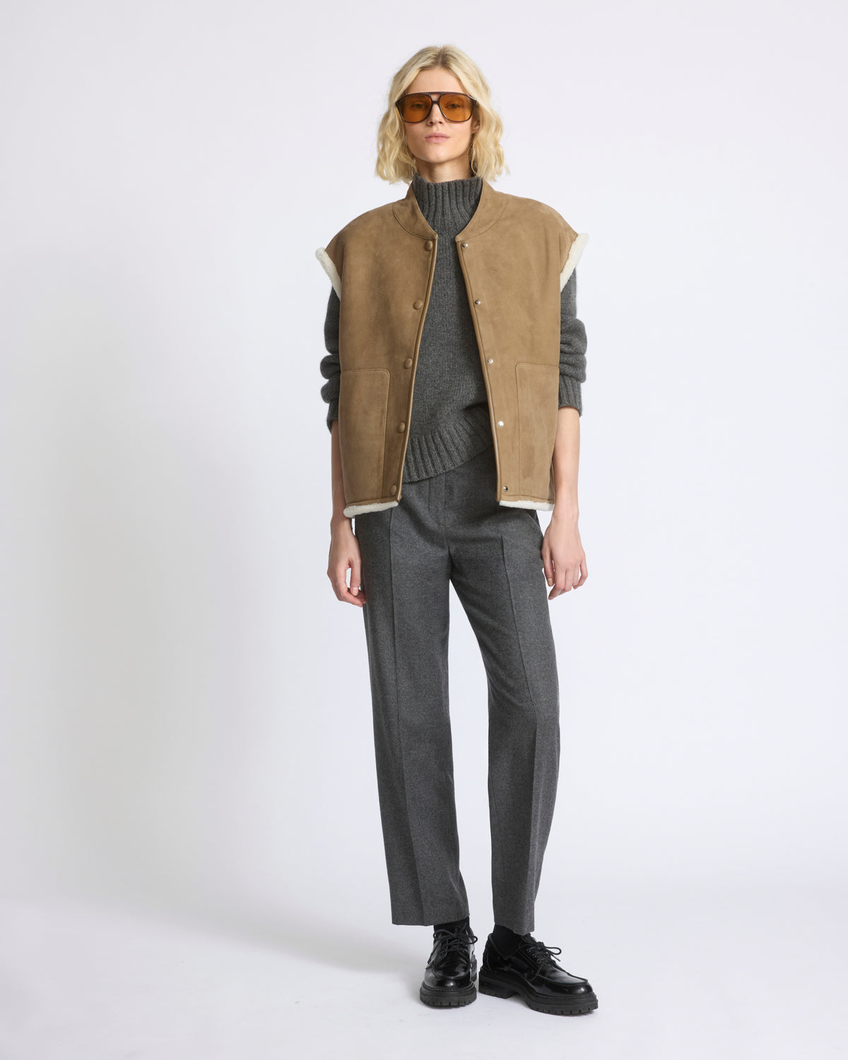 Curly Merino lambskin sleeveless gilet - Yves Salomon - New Fall/Winter Collection