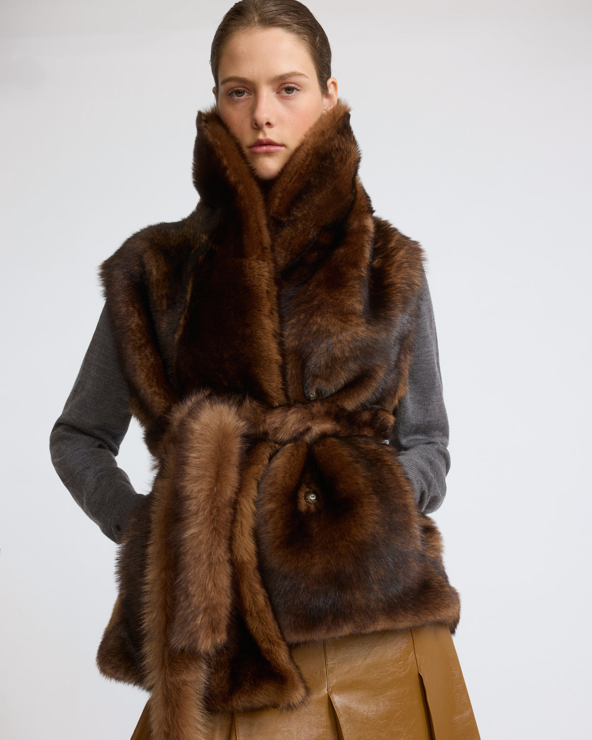 Sleeveless gilet in Toscana lambskin - Yves Salomon - New Fall/Winter Collection