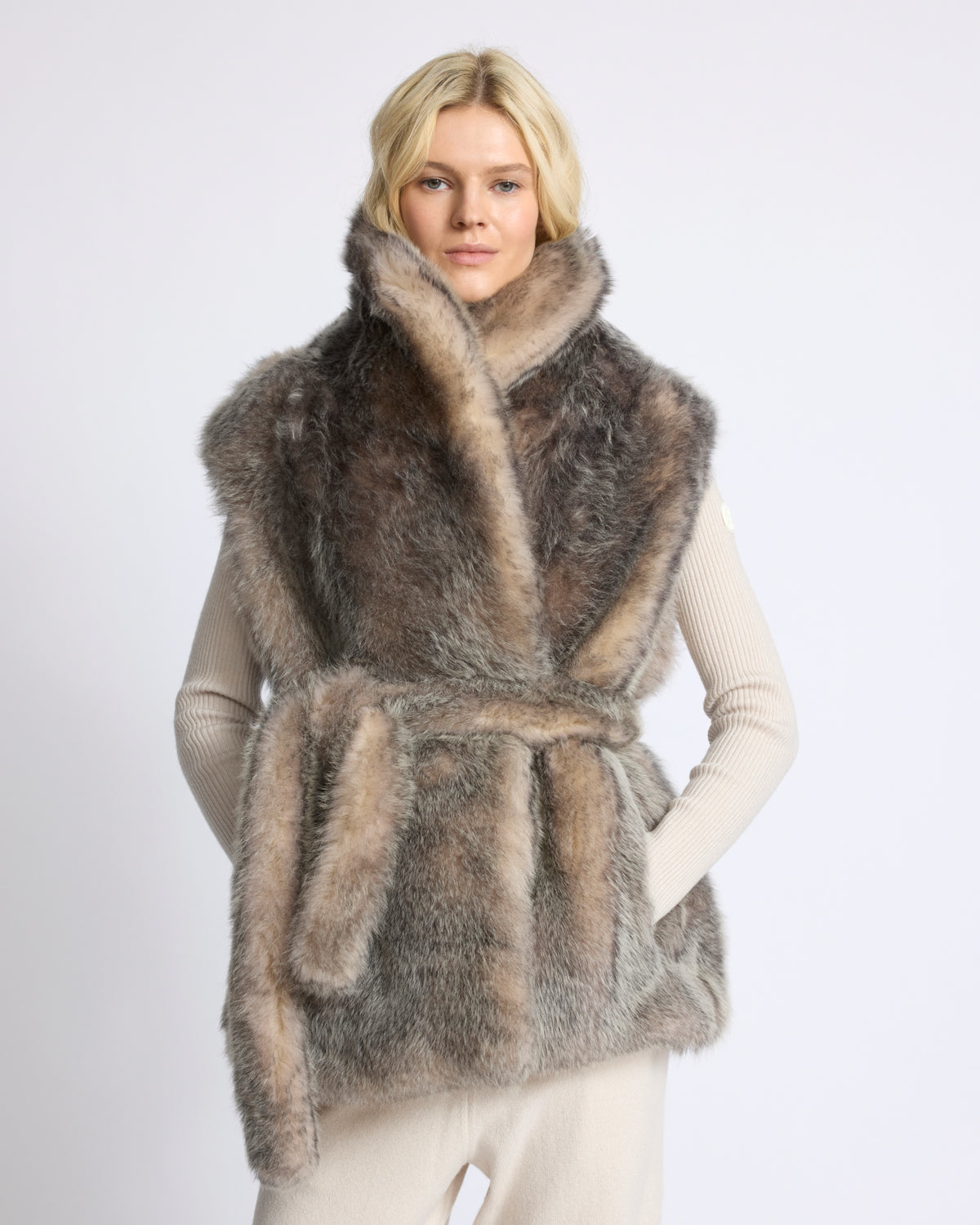 Toscana lamb fur-effect sleeveless gilet - Yves Salomon - New Fall/Winter Collection