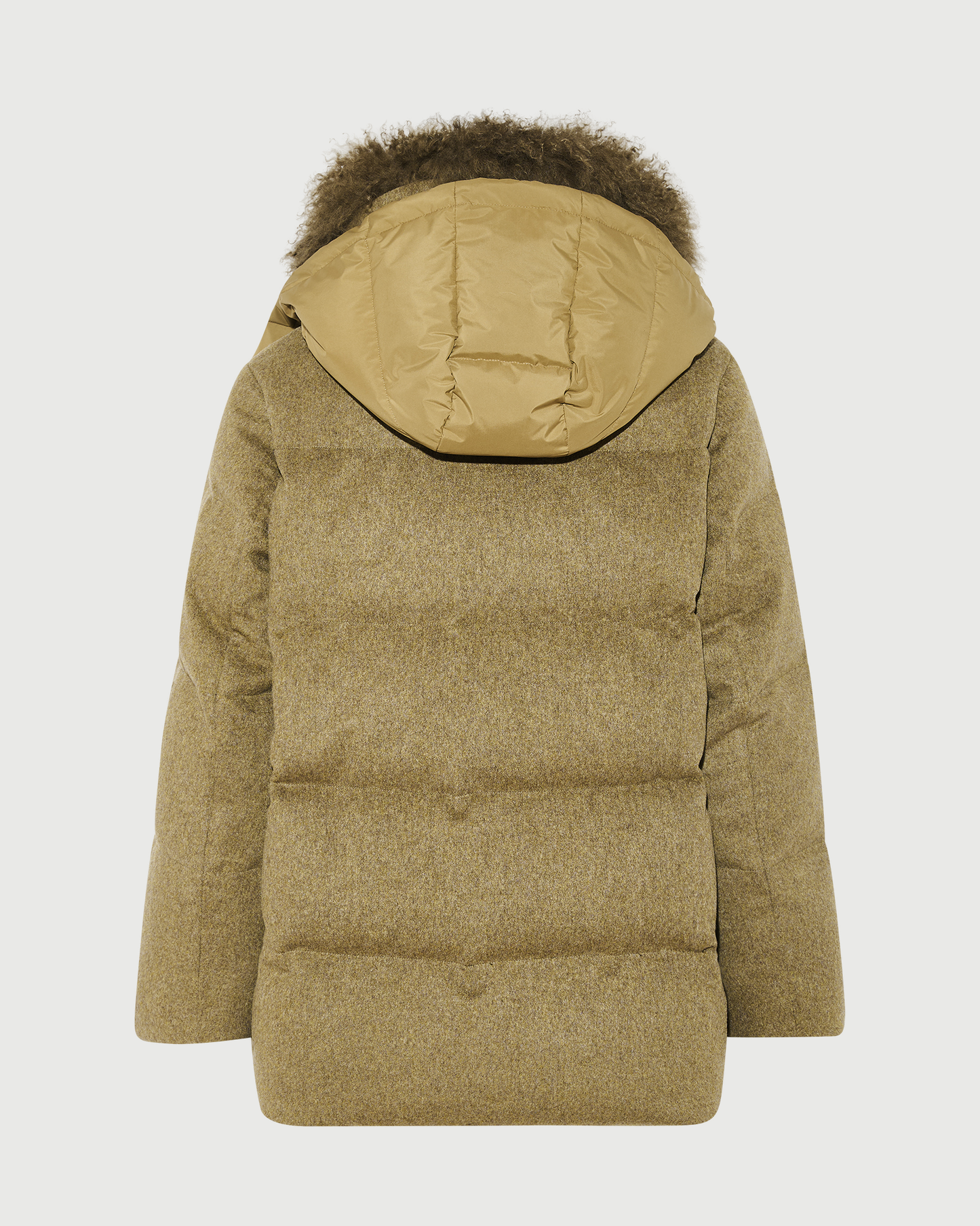 Hooded down jacket in Loro Piana 100% cashmere membrane fabric with long curly lambskin trim - Yves Salomon - New Fall Winter Collection