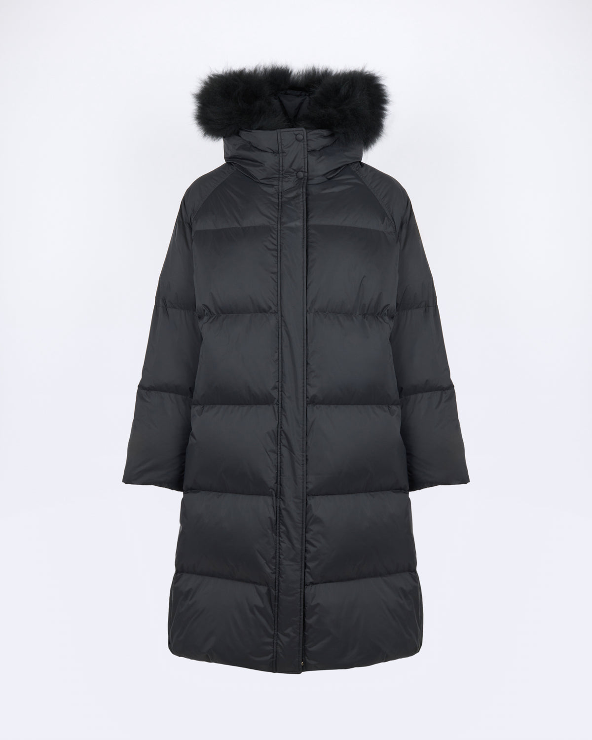 Long down jacket in waterproof technical fabric with airy lamb wool trim - Yves Salomon - New Fall/Winter Collection