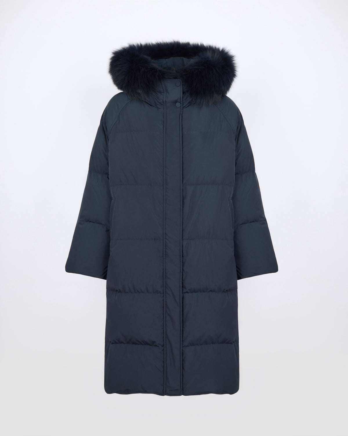 Long down jacket in waterproof technical fabric with fox fur trim - Yves Salomon - New Fall/Winter Collection