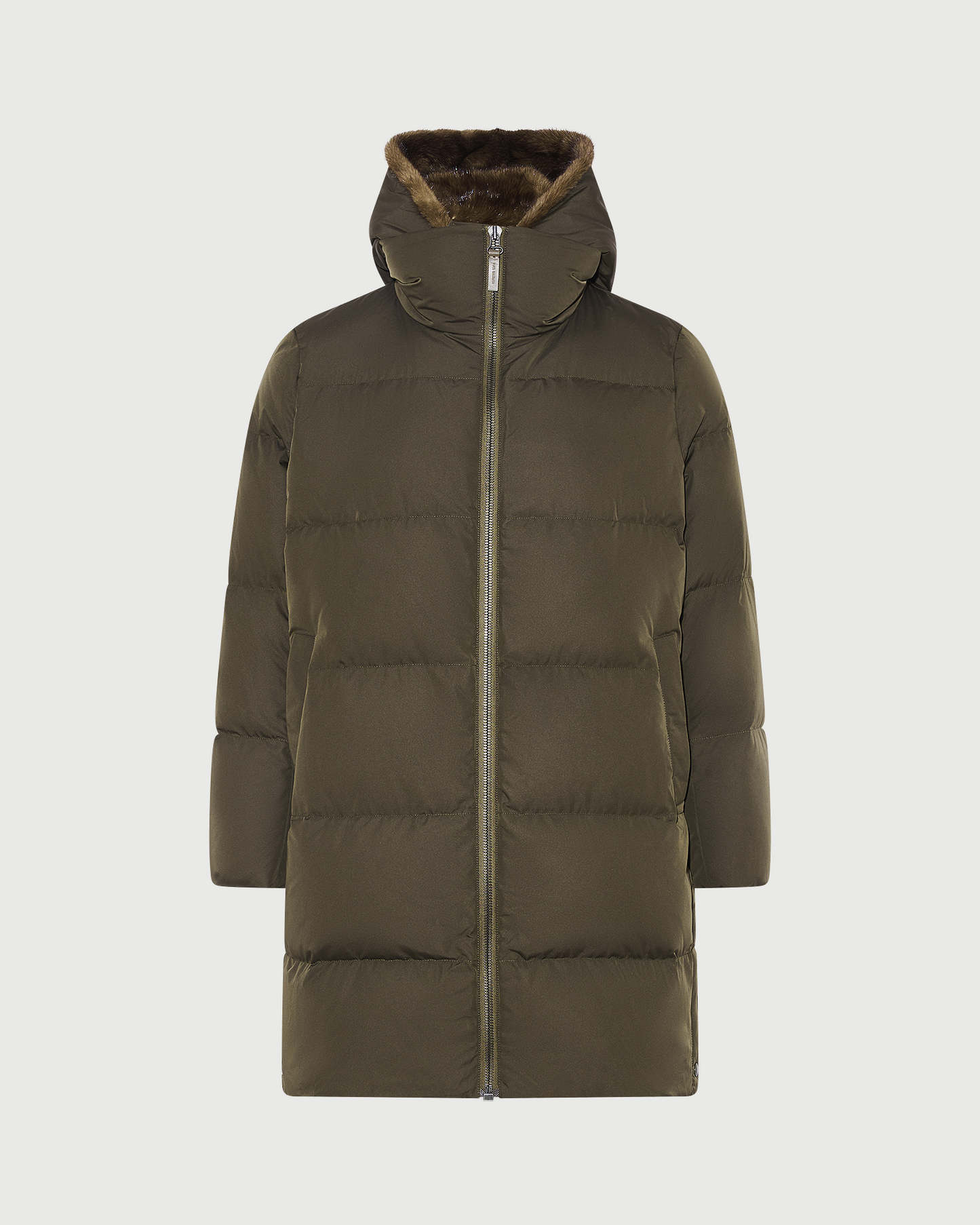 Long down jacket in water-repellent technical fabric with mink fur bib panel - Yves Salomon - New Fall Winter Collection