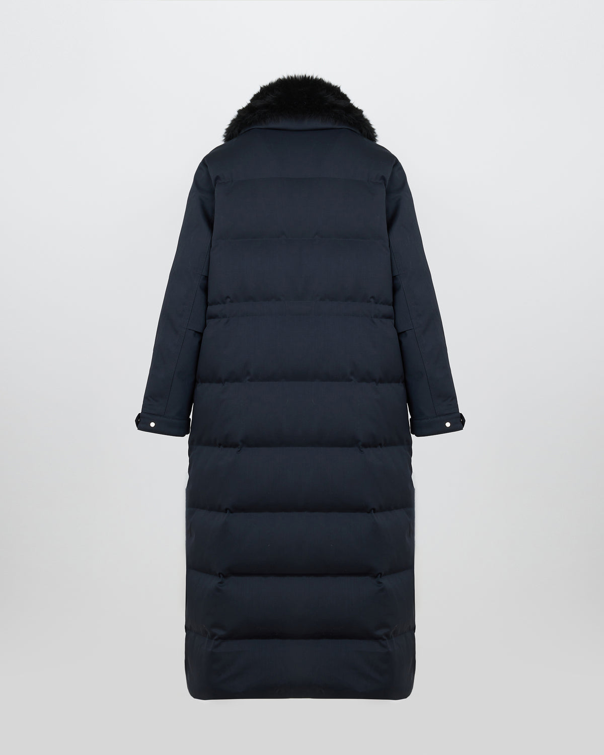 Long down jacket in waterproof wool-blend technical fabric with lambskin shearling trim - Yves Salomon - New Fall/Winter Collection