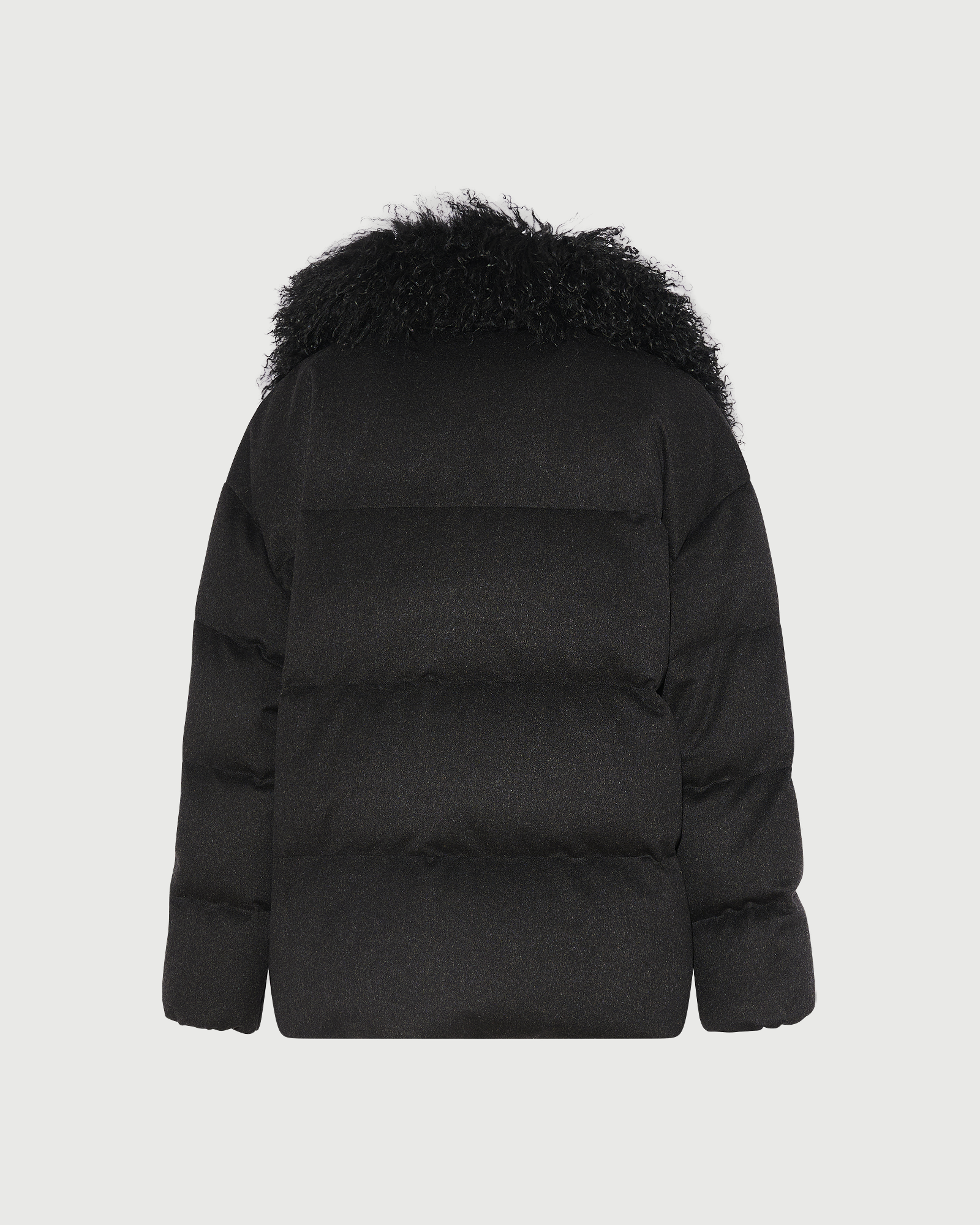 Down jacket in Loro Piana cashmere fabric with long curly lambskin collar - Yves Salomon - New Fall Winter Collection