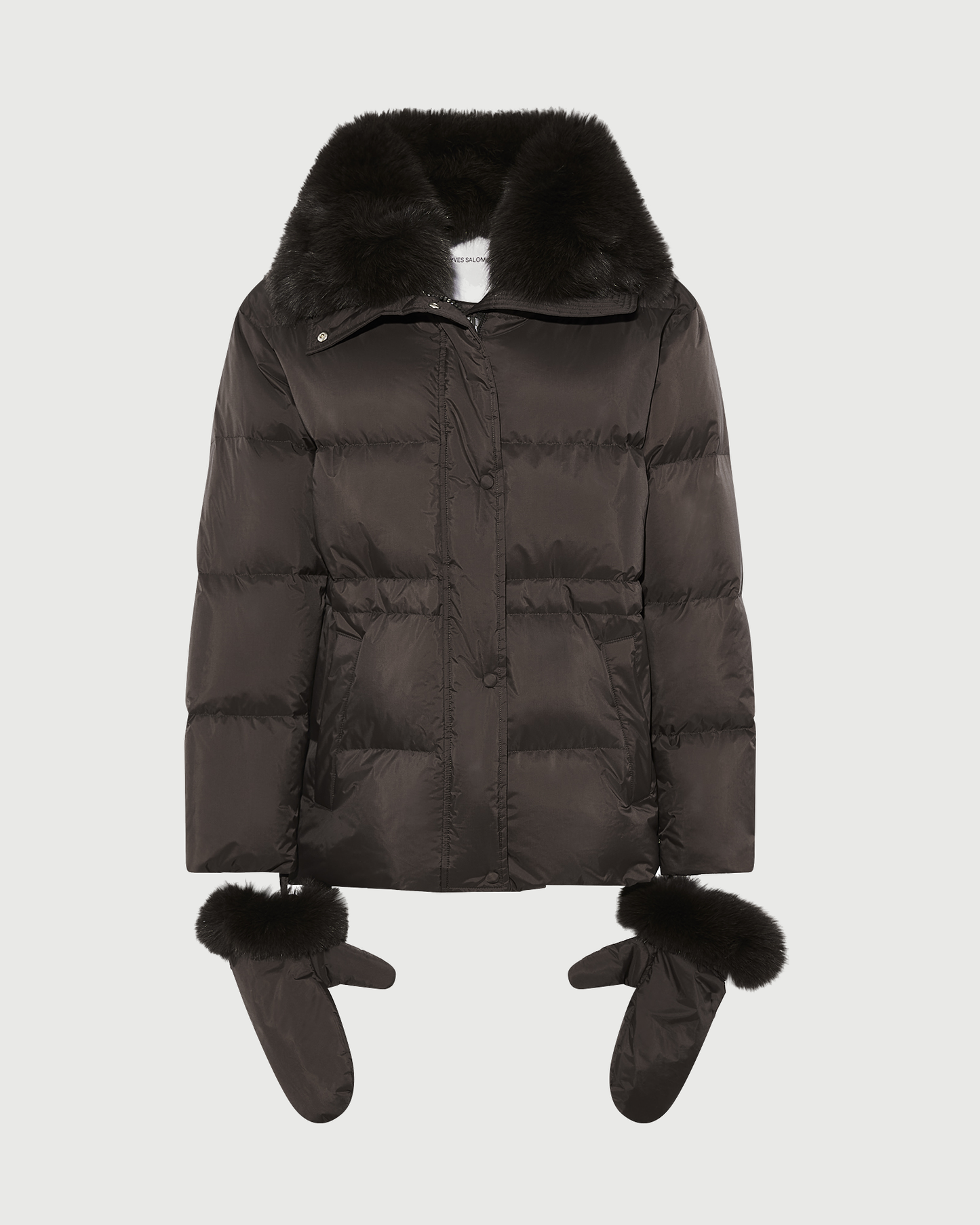 Down jacket in waterproof technical fabric with mittens and fox fur trim - Yves Salomon - New Fall Winter Collection