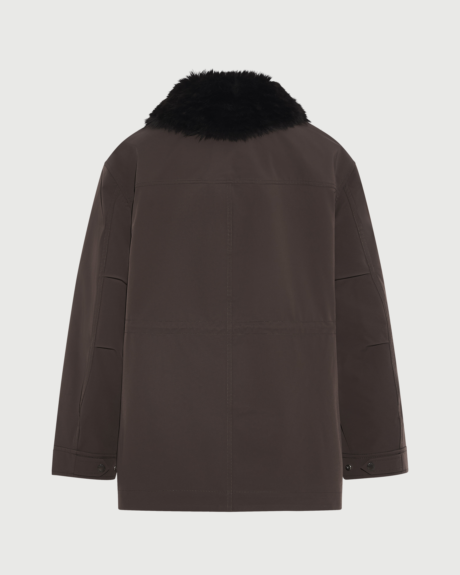 Shirt-collar parka in waterproof technical fabric with lambskin shearling - Yves Salomon - New Fall Winter Collection