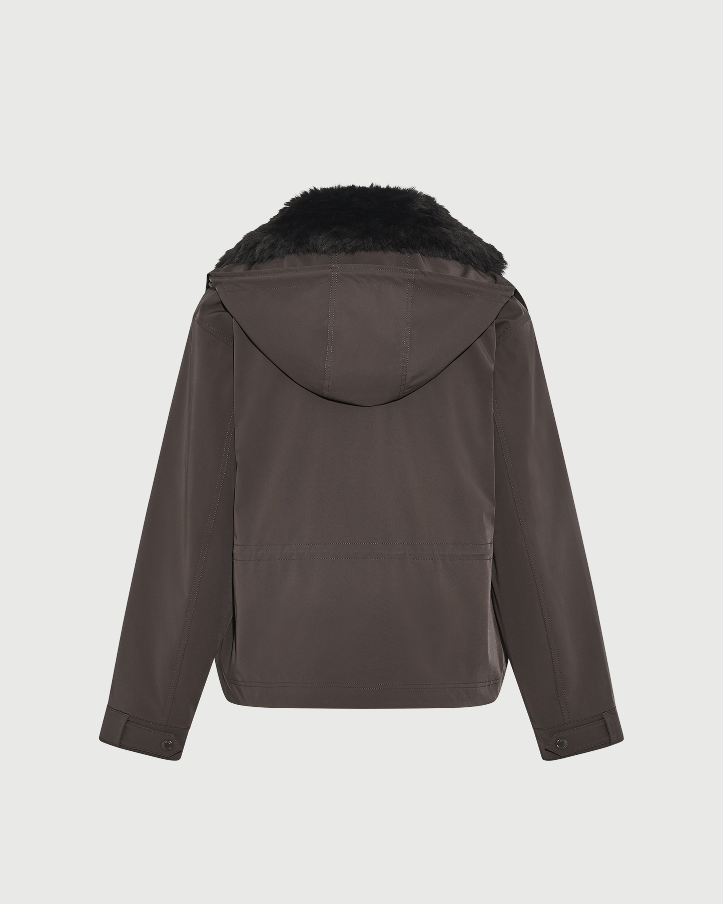 Short hooded parka in waterproof technical fabric with lambskin shearling - Yves Salomon - New Fall Winter Collection