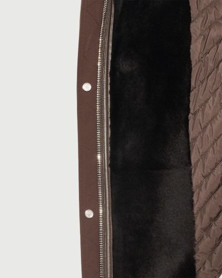 Short hooded parka in waterproof technical fabric with lambskin shearling - Yves Salomon - New Fall Winter Collection