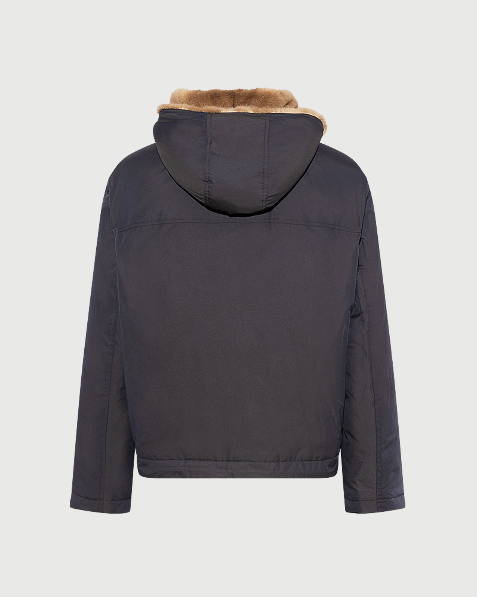 Short smooth hooded down jacket in water-repellent technical fabric with mink fur lining - Yves Salomon - New Fall Winter Collection