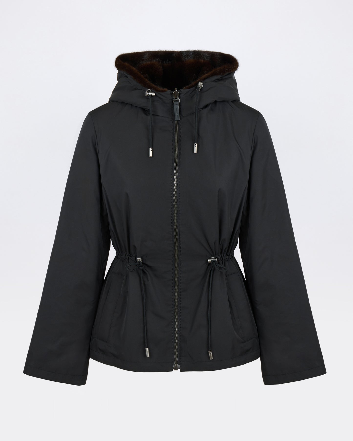 Reversible water-repellent technical fabric hooded jacket with mink fur - Yves Salomon - New Fall/Winter Collection