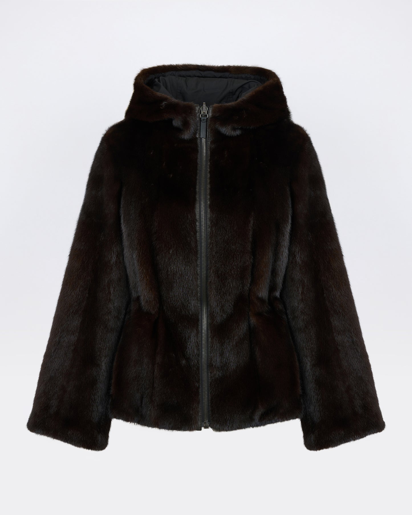 Reversible water-repellent technical fabric hooded jacket with mink fur - Yves Salomon - New Fall/Winter Collection