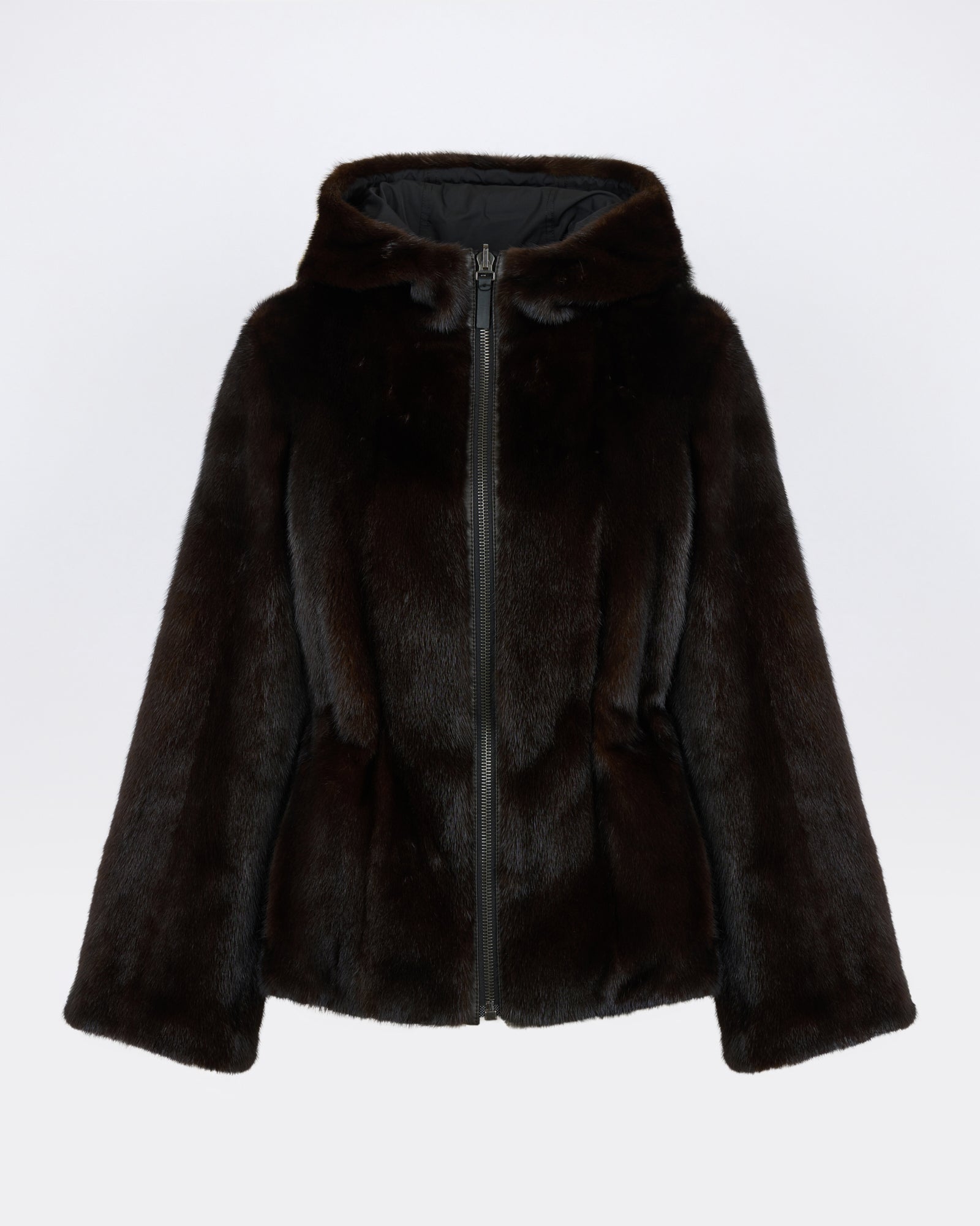 Reversible water-repellent technical fabric hooded jacket with mink fur - Yves Salomon - New Fall/Winter Collection