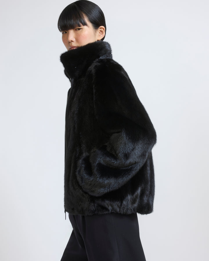 Reversible water-repellent technical fabric bomber with mink fur - Yves Salomon - New Fall/Winter Collection