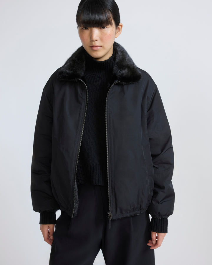 Reversible water-repellent technical fabric bomber with mink fur - Yves Salomon - New Fall/Winter Collection