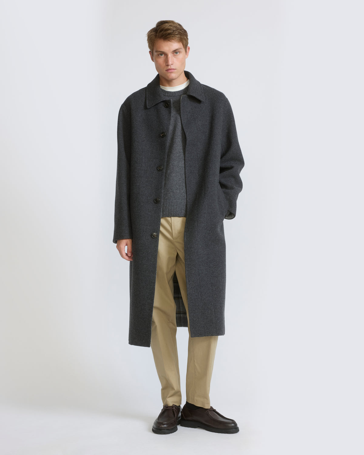 Double-sided wool coat with check interior - Yves Salomon - New Fall/Winter Collection