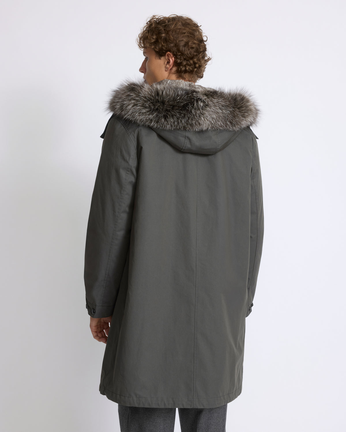 Long parka in blended cotton with fox and rabbit fur lining - Yves Salomon - New Fall/Winter Collection
