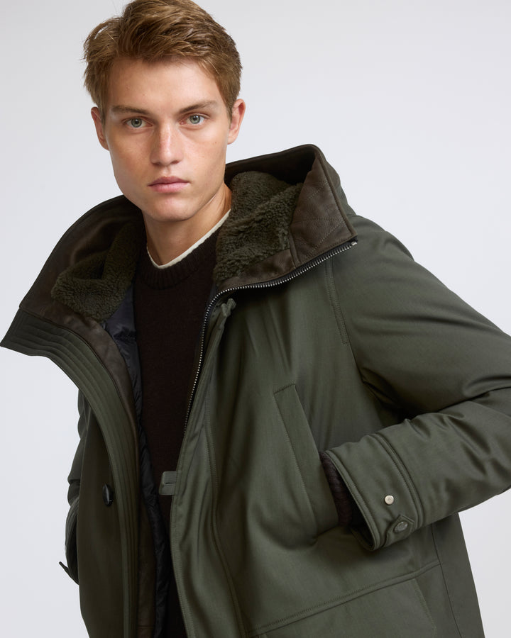 Long parka in waterproof wool-blend technical fabric with lambskin shearling - Yves Salomon - New Fall/Winter Collection