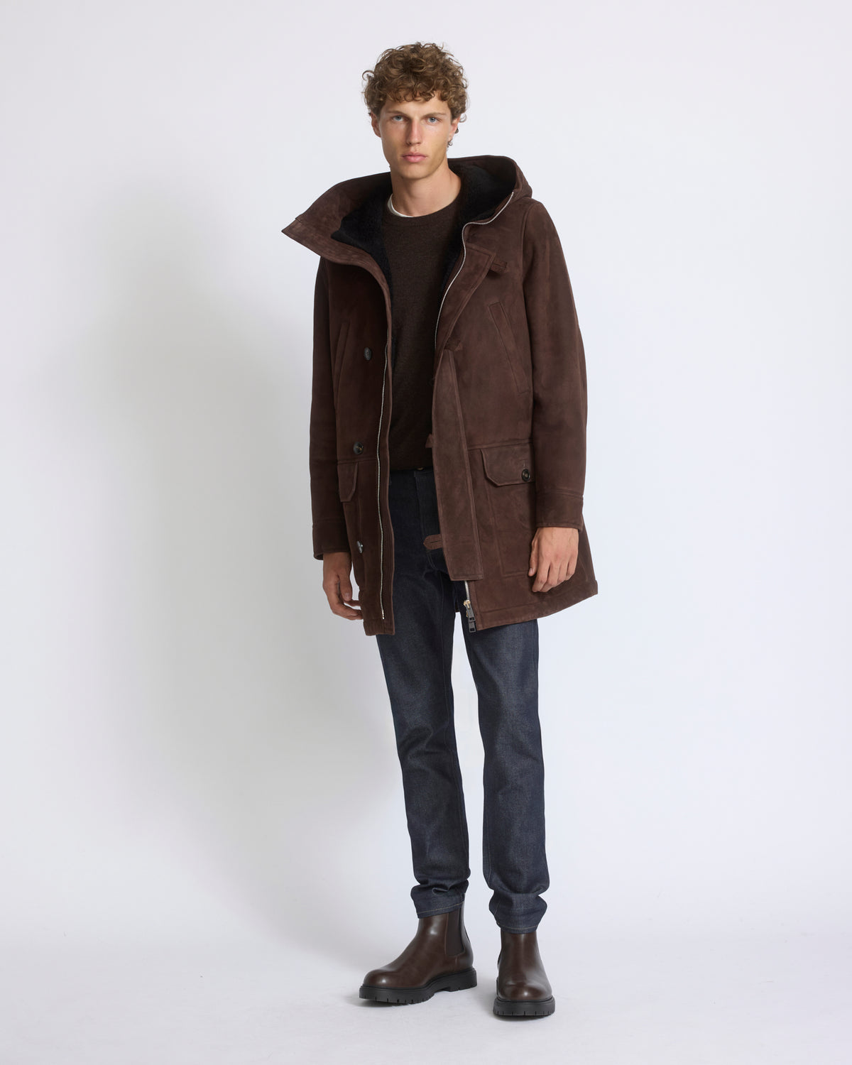 Suede lambskin shearling parka with curly wool - Yves Salomon - New Fall/Winter Collection