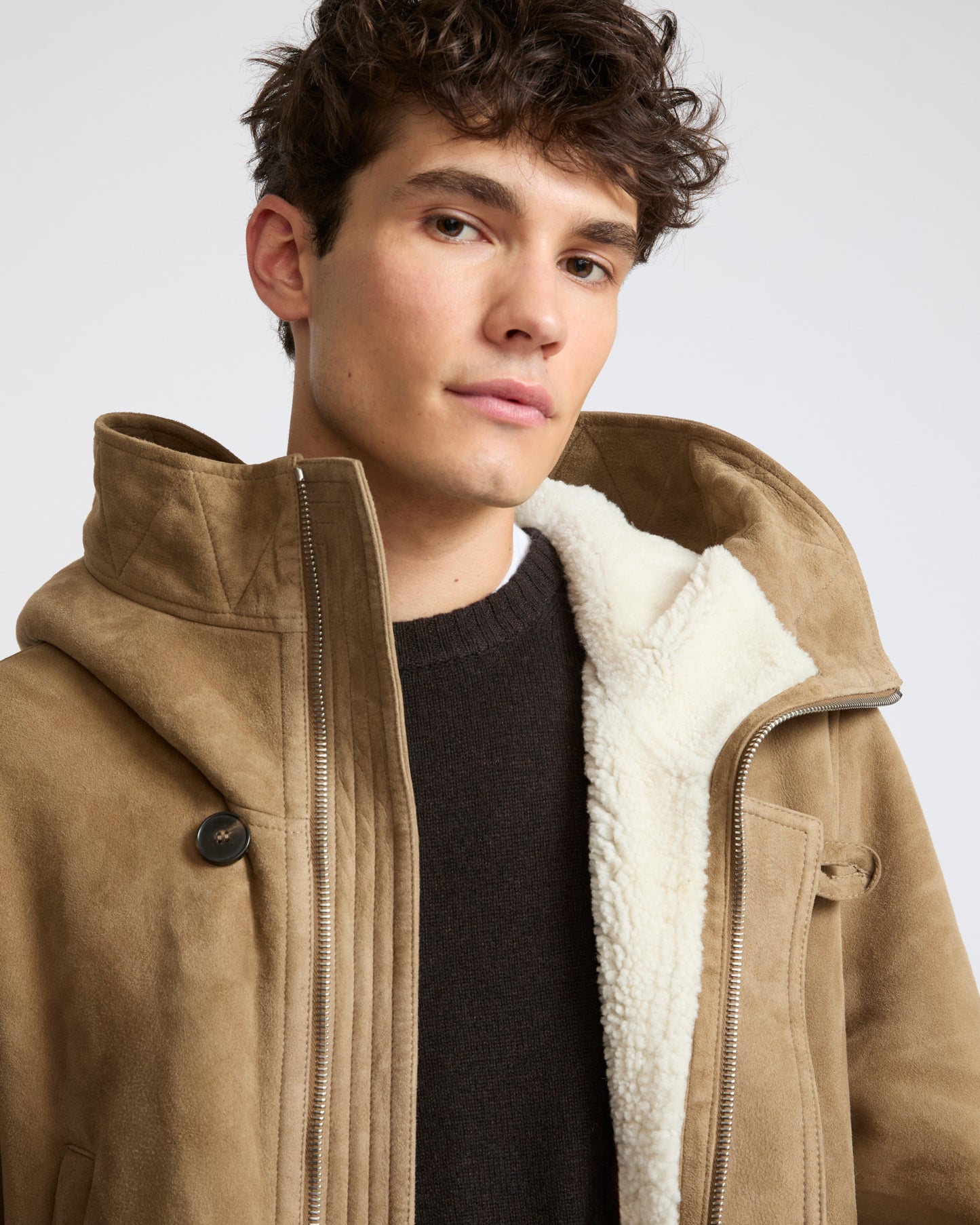 Suede lambskin shearling parka with curly wool - Yves Salomon - New Fall Winter Collection
