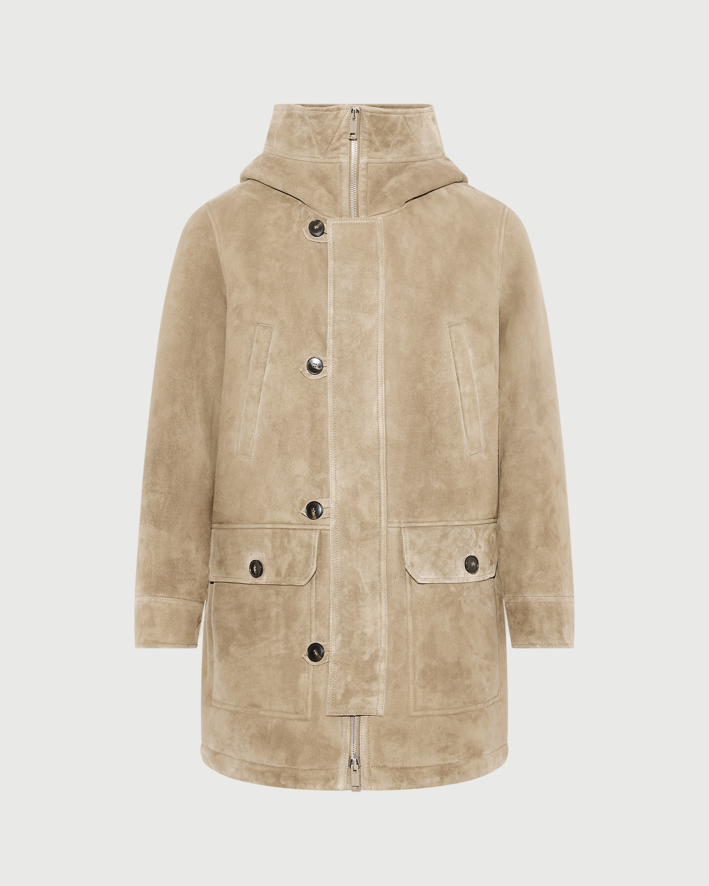 Suede lambskin shearling parka with curly wool - Yves Salomon - New Fall Winter Collection