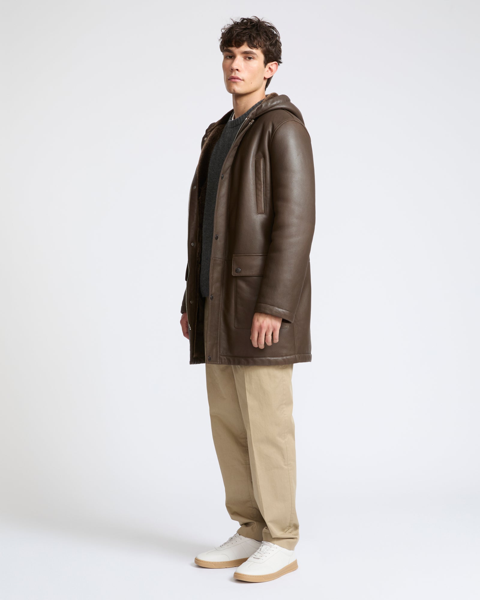 Silky straight lambskin wool shearling hooded coat - Yves Salomon - New Fall Winter Collection