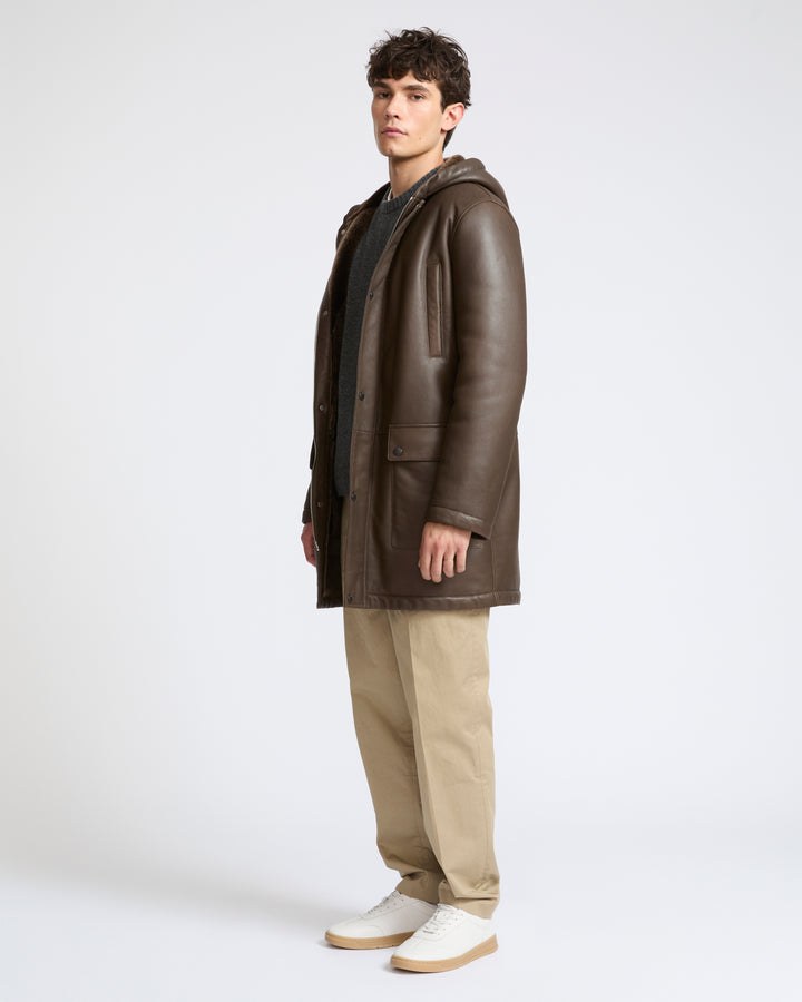 Silky straight lambskin wool shearling hooded coat - Yves Salomon - New Fall Winter Collection