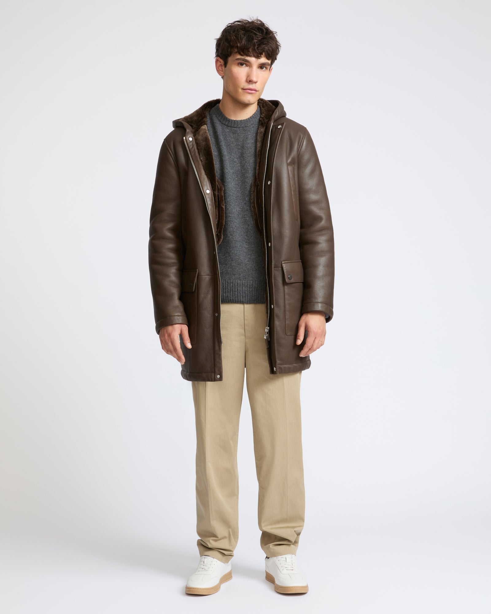 Silky straight lambskin wool shearling hooded coat - Yves Salomon - New Fall Winter Collection