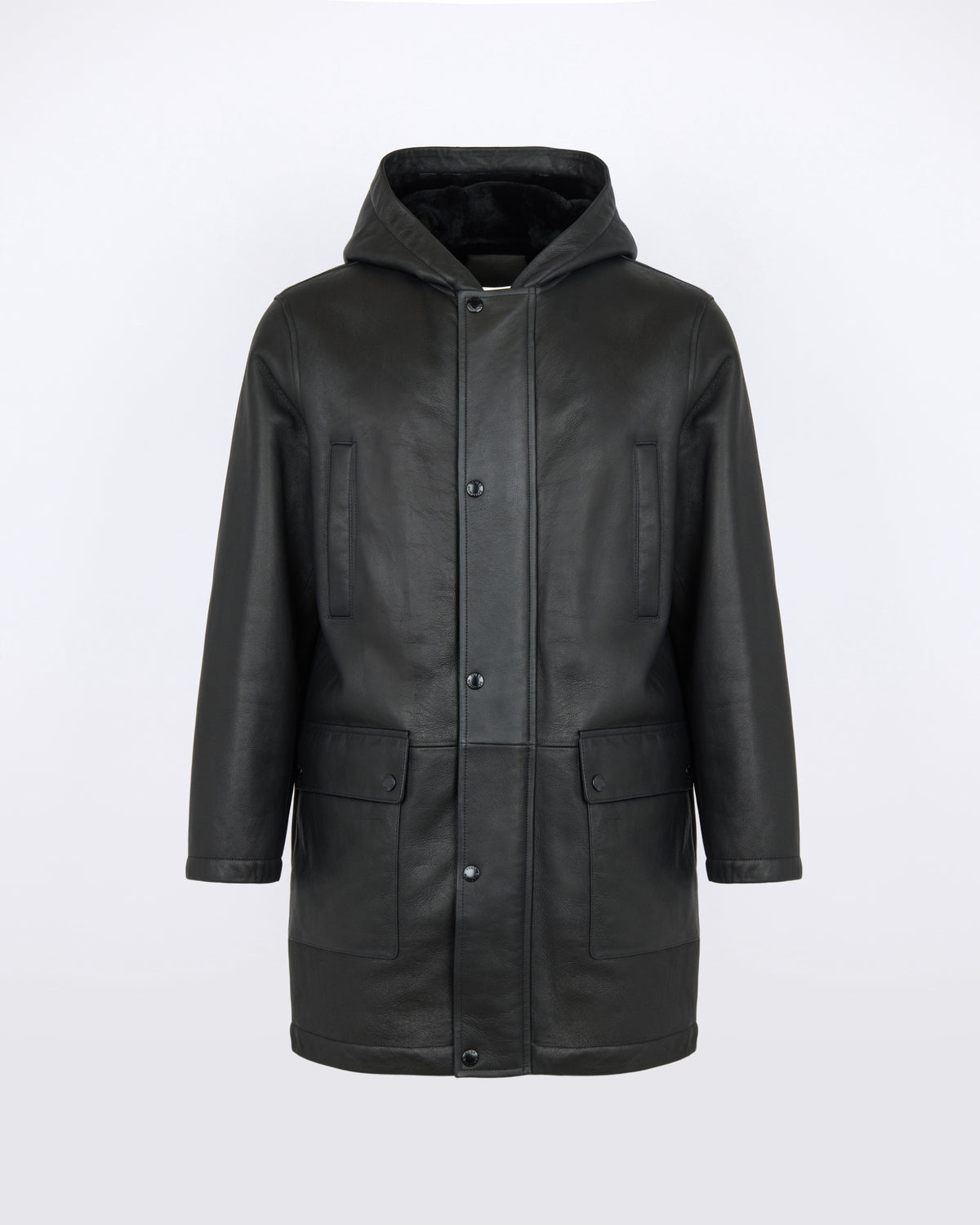 Silky straight lambskin wool shearling hooded coat - Yves Salomon - New Fall/Winter Collection