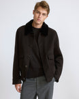 Double-sided cashmere jacket with shaved mink fur trim