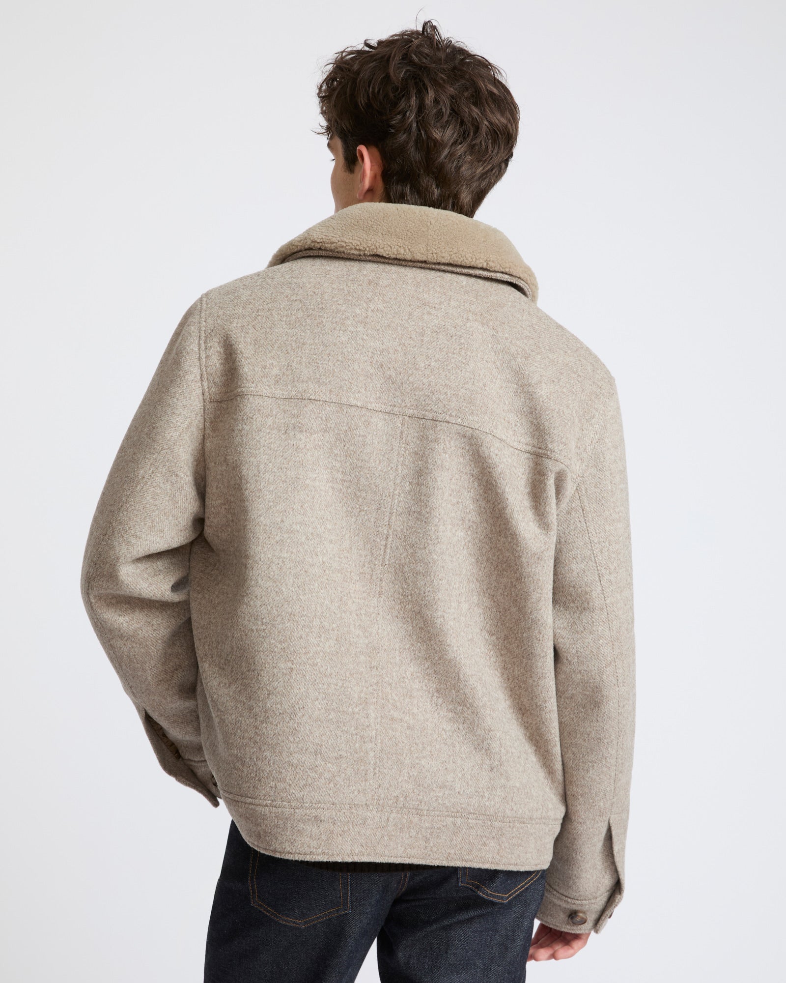 Chevron wool jacket with lambskin shearling trim - Yves Salomon - New Fall Winter Collection