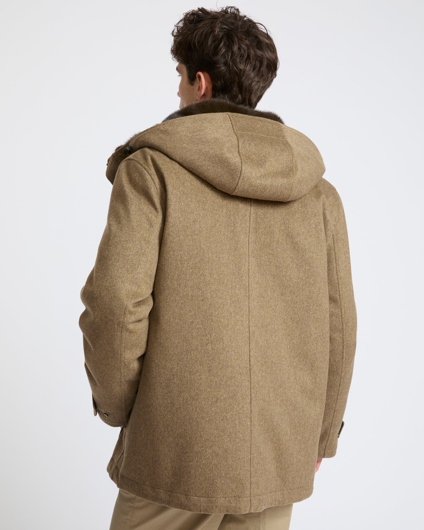 Short parka in Loro Piana waterproof fabric with mink fur trim - Yves Salomon - New Fall Winter Collection