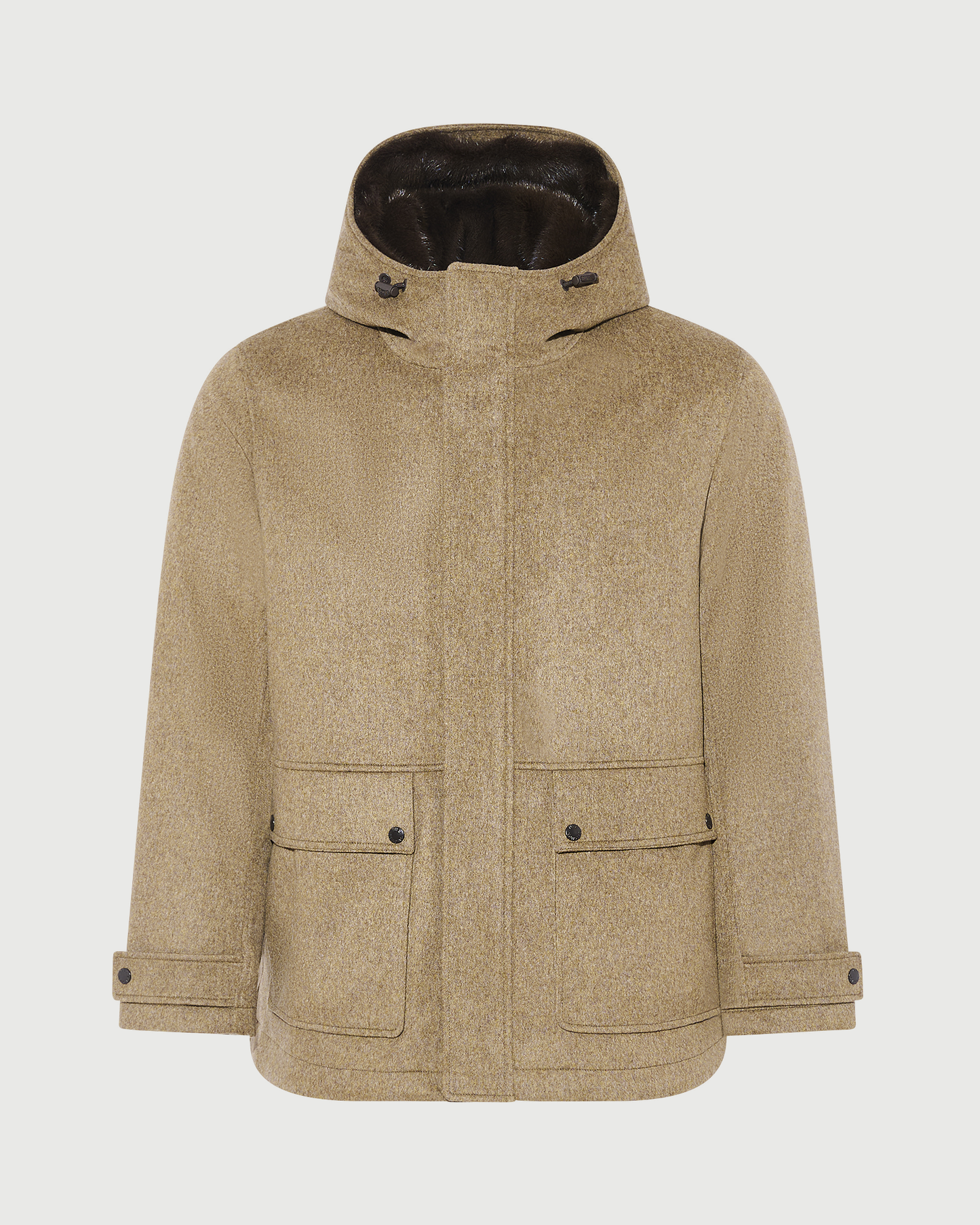 Short parka in Loro Piana waterproof fabric with mink fur trim - Yves Salomon - New Fall Winter Collection