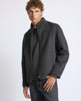 Double-sided cashmere jacket with plucked mink fur trim