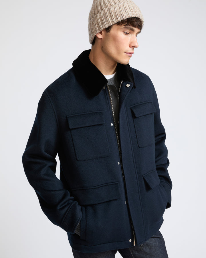 Double-sided wool and cashmere jacket with shaved mink fur trim - Yves Salomon - New Fall Winter Collection