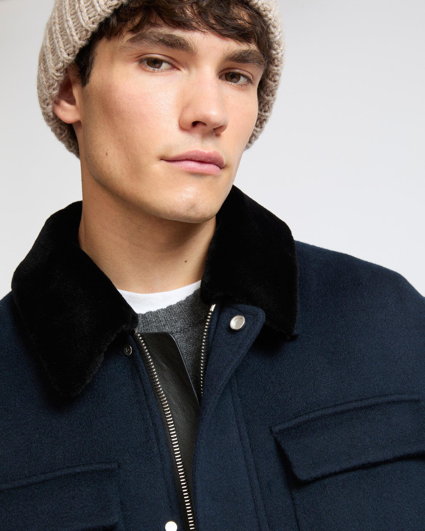 Double-sided wool and cashmere jacket with shaved mink fur trim - Yves Salomon - New Fall Winter Collection